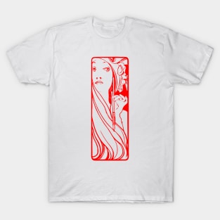 Alphonse Mucha "the muse of art" (red) T-Shirt